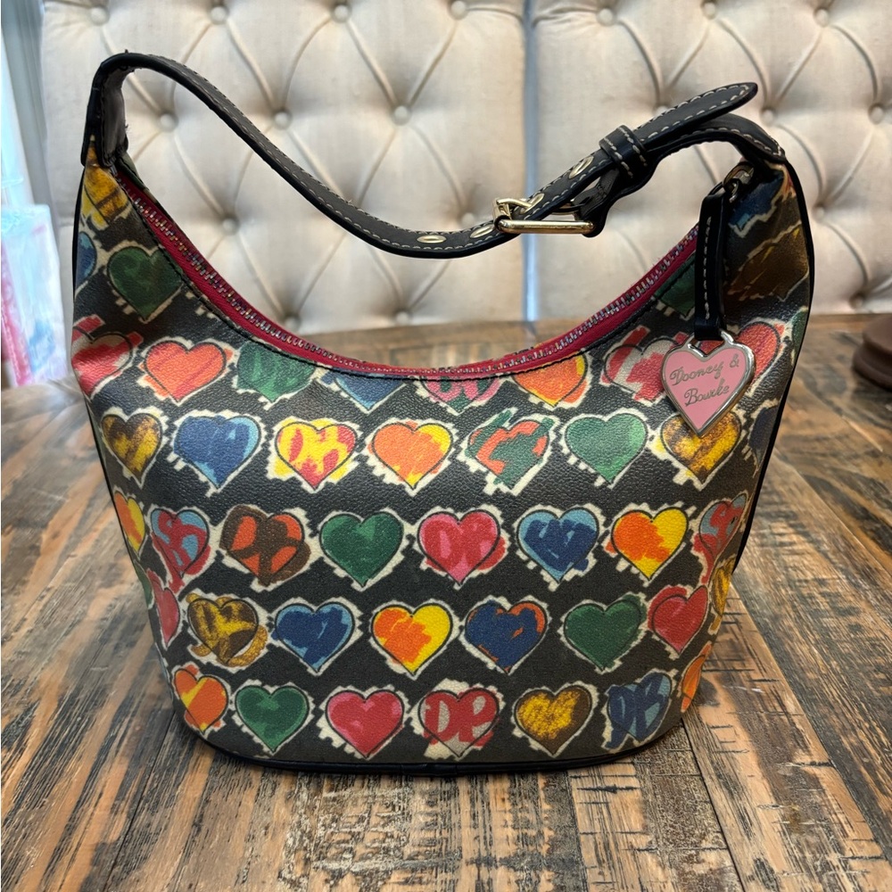 Dooney & Bourke Retro Crayon Doodle Rainbow Zipper Bag- EUC
